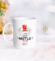 BK Gift Kişiye Özel Yılbaşı Mutlu Yıllar Kupa ve Kar Tanesi Kolye-5 (Model 1)
