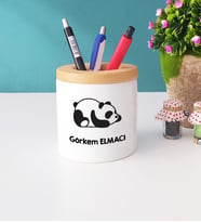 Uykucu Panda Tasarımlı Kişiye Özel Hediye Panda Kalemlik