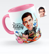 BK Gift Kişiye Özel Bay Baterist Karikatürlü Pembe Kupa Bardak  1