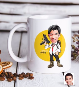 BK Gift Kişiye Özel Erkek PUBG Karikatürlü Beyaz Kupa Bardak-2