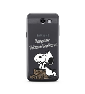 Snoopy Tasarımlı Süper Şeffaf Silikon Telefon Kılıfı Samsung J3 Prime