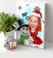 BK Gift Kişiye Özel Yılbaşı Temalı Bayan Karikatürlü Kanvas Tablo (30x50cm.) - 4
