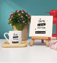 You Are A Limited Edition Ahşap Altlıklı Türk Kahvesi Fincanı ve Dekoratif Taş Baskı