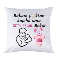 Biresimden Yenidoğan Hediyesi Amcam Bekar Kız Bebek İsimli Yastık