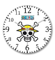 One Piece Jolly Roger Duvar Saati Bombeli Gercek Cam
