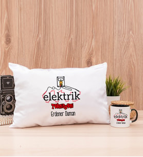 Elektrik Teknisyeni Dikdörtgen Yastık ve Siyah Kupa Bardak