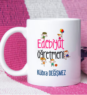 Edebiyat Öğretmeni Tasarımlı Kişiye Özel Hediye Edebiyat Öğretmeni Kupa Bardak