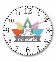Namaste  Yoga Duvar Saati Bombeli Gercek Cam