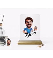 BK Gift Kişiye Özel Erkek Antrenör Karikatürlü Ahşap Standlı Çerçeve (Beyaz)