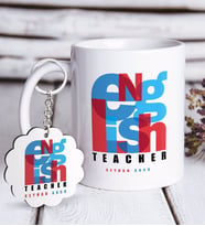 BK Gift Kişiye Özel İngilizce Öğretmeni Beyaz Kupa ve Anahtarlık Hediye Seti-10 (Model 1)