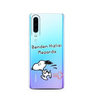 Snoopy Tasarımlı Süper Şeffaf Silikon Telefon Kılıfı Huawei P30 
