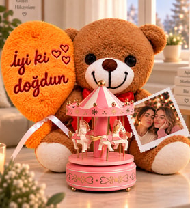 Doğum Günü Hediyesi İyi Ki Doğdun Peluş Ayıcık Ve Atlı Karınca Müzik Kutusu