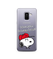 Snoopy Tasarımlı Süper Şeffaf Silikon Telefon Kılıfı Samsung A8 (2018)  