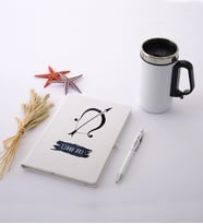 Yay Burcuna Özel İsimli Beyaz Defter Kalem Termos Mug Seti
