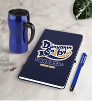 BK Gift Kişiye Özel Dünyanın En İyi Babası Lacivert Defter Kalem Termos Mug Seti-2 (Model 1)