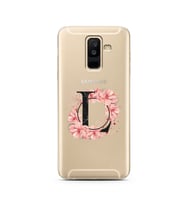 Pembe Çiçekli Harf Tasarım Süper Şeffaf Silikon Telefon Kılıfı Samsung A6 Plus L