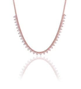 Söğütlü Silver Gümüş rose zirkon taşlı gurmet zincirli piramit kolye