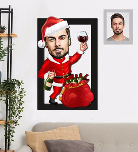 Kişiye Özel Yılbaşı Erkek Karikatürlü 3D Ahşap Tablo 30x47 Model-6