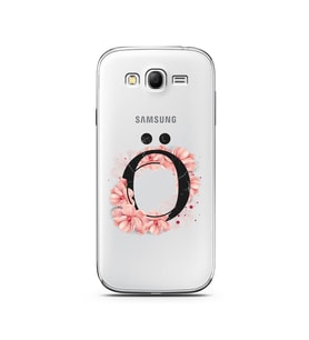 Pembe Çiçekli Harf Tasarım Süper Şeffaf Silikon Telefon Kılıfı Samsung Grand Neo