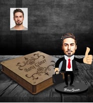 Kişiye Özel İş Adamı Tasarımlı Karikatür Ahşap Biblo Kutulu Bay-2