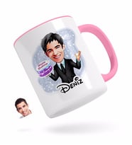 BK Gift Kişiye Özel Erkek Doğum Günü Karikatürlü Pembe Kupa Bardak-2