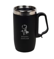 İsme Özel Kulplu Çelik Termos Bardak Siyah 240 ML - K. Atatürk