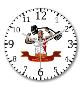 God Of Bodybuilder Duvar Saati Bombeli Gercek Cam