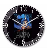 Star Wars Retro Duvar Saati Bombeli Gercek Cam