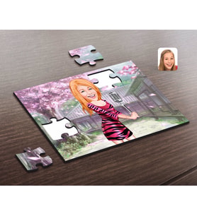 BK Gift Kişiye Özel Şarkı Söyleyen Kız Karikatürlü Ahşap Puzzle-2