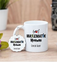Matematik Öğretmeni Beyaz Kupa Bardak Ve Anahtarlık Set