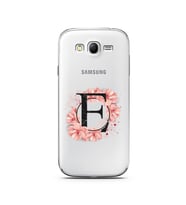 Pembe Çiçekli Harf Tasarım Süper Şeffaf Silikon Telefon Kılıfı Samsung Grand Neo