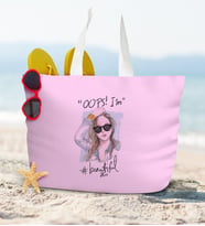 BK Gift Kişiye Özel Pudra Pembe Fermuarlı Plaj Çantası  5