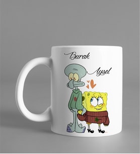 Kişiye Özel Sünger Bob & Squidward Kupası