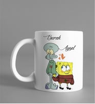 Kişiye Özel Sünger Bob & Squidward Kupası