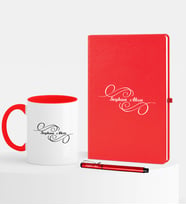 BK Gift Kişiye Özel İsimli Kırmızı Defter Kalem Kupa Seti - 3