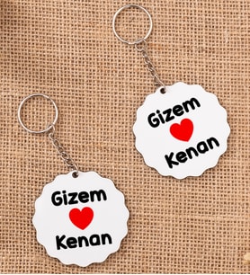 Sevgililere Özel İsim Yazılı İkili Anahtarlık
