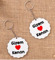 Sevgililere Özel İsim Yazılı İkili Anahtarlık