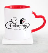 BK Gift Kişiye Özel Mesleki Psikiyatrist Kırmızı Kalpli Kupa Bardak  1