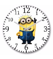 Minion  Duvar Saati Bombeli  Gercek  Cam