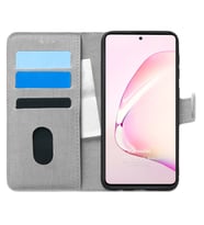 Microsonic Samsung Galaxy Note 10 Lite Kılıf Fabric Book Wallet Gri