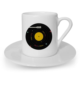 BK Gift Kişiye Özel Retro Record Tasarımlı Türk Kahvesi Fincanı  1