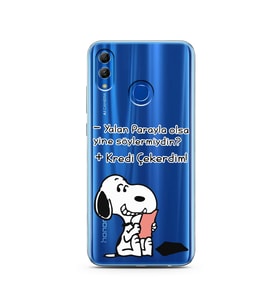 Snoopy Tasarımlı Süper Şeffaf Silikon Telefon Kılıfı Huawei Honor 10 Lite 