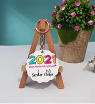 Sana Mutluluk Getirsin 2021 Yılbaşı Hediyesi Ahşap Anahtarlık