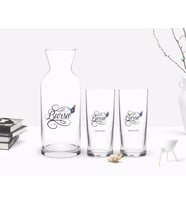BK Gift Kişiye Özel Renkli Baskılı Bursa Tasarımlı Turistik İkili Rakı Bardağı ve Karaf Hediye Seti-4 (Model 1)