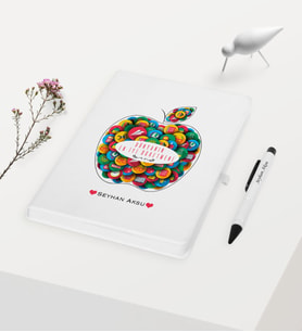 BK Gift Kişiye Özel Dünyanın En İyi Öğretmeni Temalı Beyaz Defter Kalem Hediye Seti - 12