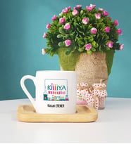 Kimya Mühendisi Ahşap Altlıklı Türk Kahvesi Fincanı