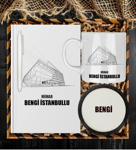 Kişiye Özel Mimar Tasarım Defter Kalem Kupa Ve Bardak Altlığı Hediye Seti 81444