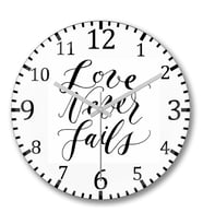 Love Never Fails 02 Duvar Saati Bombeli Gercek Cam
