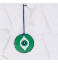 Özel Tasarım, Dekoratif Cam Nazarlık, Nazar Boncuğu, Duvar Dekoru, Yeşil, 12 cm