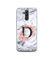 Mermer Çiçekli Harf Tasarım Süper Şeffaf Silikon Telefon Kılıfı Huawei Mate 20 L